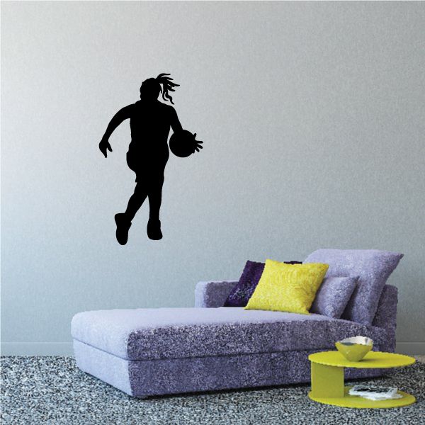 Image of Dribbling Female Basketball Player Decal