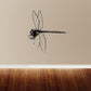 Dragonfly wall decal, black line art with wing details and small body.