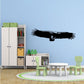 Black hawk wall decal with wings spread and arrow-like tail detail