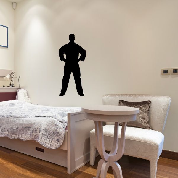 Wall decal of standing drill sergeant silhouette, black