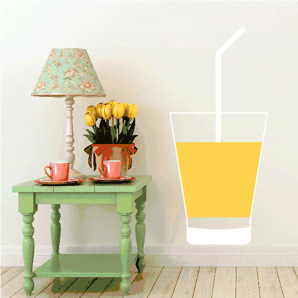 Image of Drinking Glass with Orange juice and straw Sticker