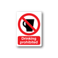 Drinking prohibited sticker with red no-drink symbol and bold red text