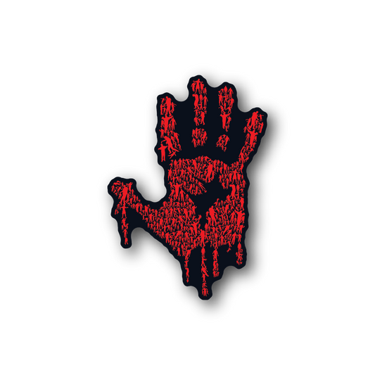 Image of Dripping Bloody Hand Zombie Collage Sticker