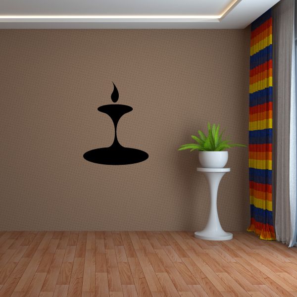 Black candle wall decal with flame silhouette
