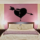 Heart decal with arrow and dripping paint design, black