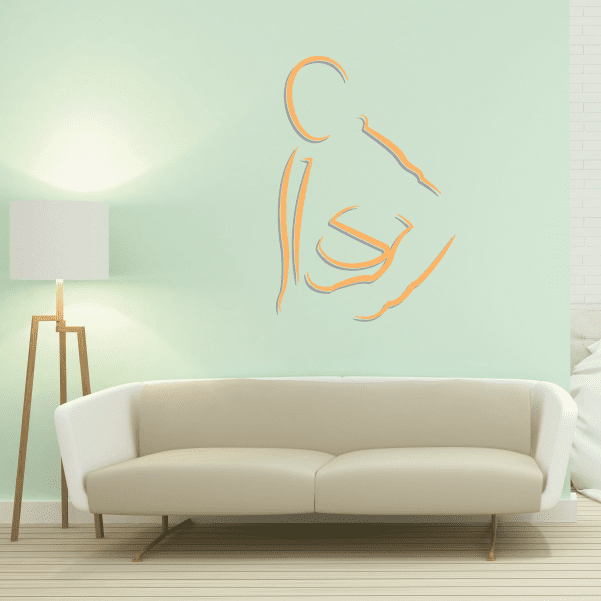Orange line-art driver figure sticker with simple outline