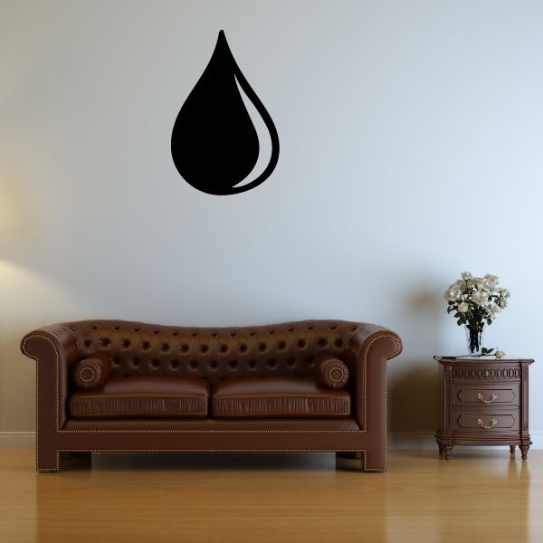 Black droplet decal with teardrop shape