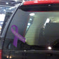 Purple awareness ribbon vinyl sticker on window