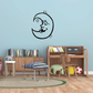 Moon phase wall decal with black cat face inside a crescent shape