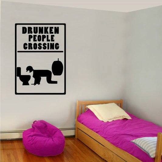 Image of drunken people crossing Decal