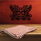 Black Samoan-style dual rooster decal with tribal scrolls on red background