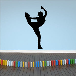 Dancer vinyl wall decal silhouette in black, full-body dancing pose