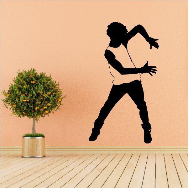 Vinyl dancer wall decal, black silhouette of a dancing figure