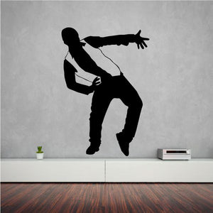 Dancer vinyl wall decal with black silhouette DJ in action pose