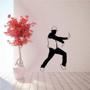 Vinyl wall decal of a black dancer in a lunge pose