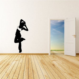 Vinyl wall decal of a black dancer silhouette in a dynamic pose