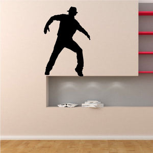Black dancer vinyl wall decal silhouette, pose with arms out