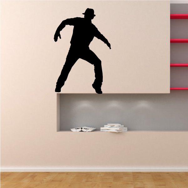 Black dancer vinyl wall decal silhouette, pose with arms out