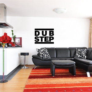 Black 'DUB STEP' wall decal lettering.