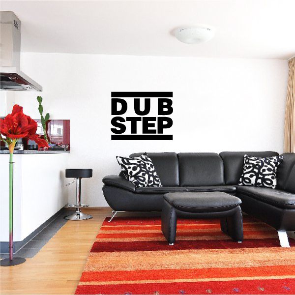 Black 'DUB STEP' wall decal lettering.
