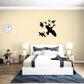 Duck flock flying together wall decal with black flying duck silhouettes.