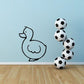 Duck wall decal vinyl sticker with outlined duck and soccer ball cluster