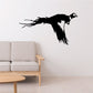 Flying pheasant wall decal, black bird silhouette with spread wings and tail.