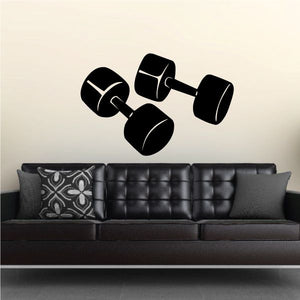 Black dumbbells wall decal graphic with four dumbbell silhouettes