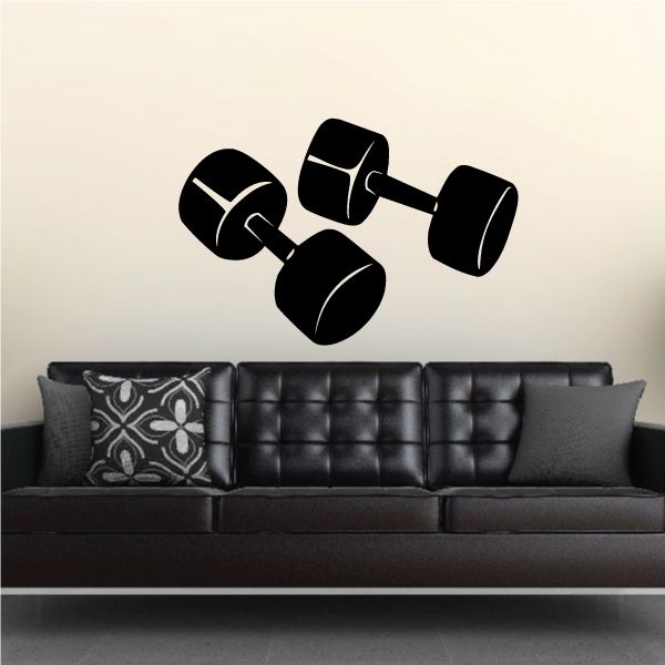 Black dumbbells wall decal graphic with four dumbbell silhouettes