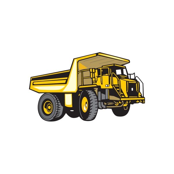 Dump truck sticker with yellow and black illustrated dump truck