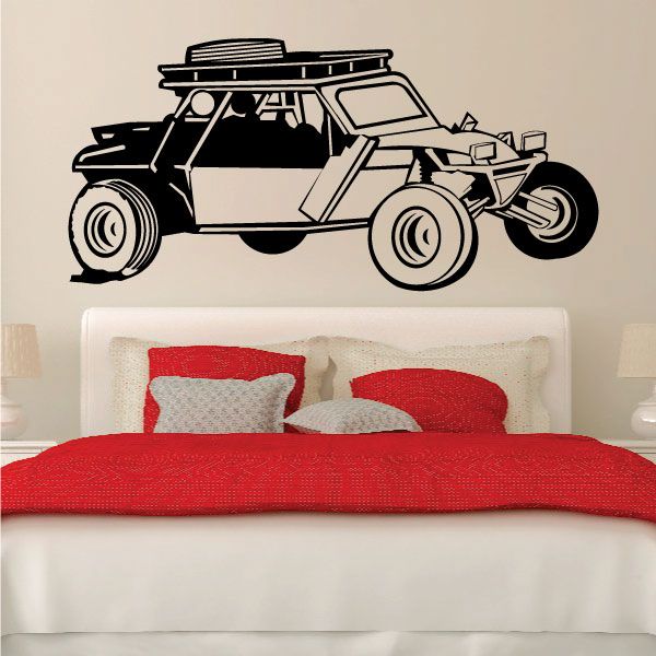 Offroad buggy vinyl decal sticker, black rock-climbing dune buggy illustration
