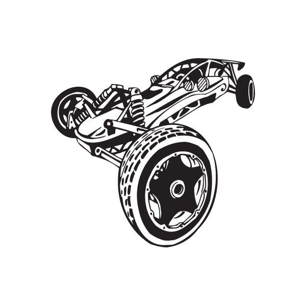 Dune buggy vinyl wall decal, black and white illustrated off-road vehicle