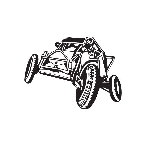 Black and white dune buggy wall decal, vinyl car sticker with detailed vehicle outline