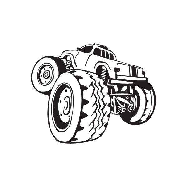 Dune buggy vinyl wall decal, black-and-white line art of off-road vehicle