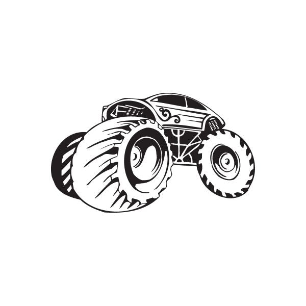 Dune buggy wall decal, black vinyl graphic of off-road monster truck side view