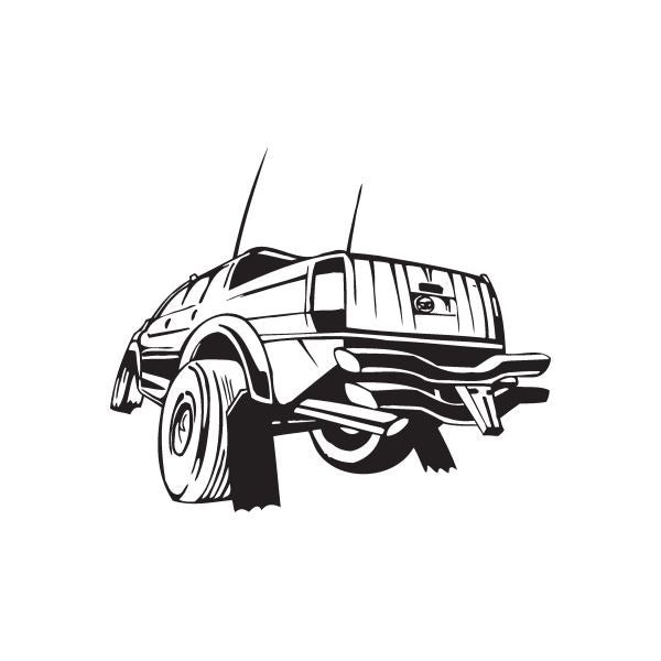 Dune buggy wall decal, black vinyl outline of a side-view dune buggy