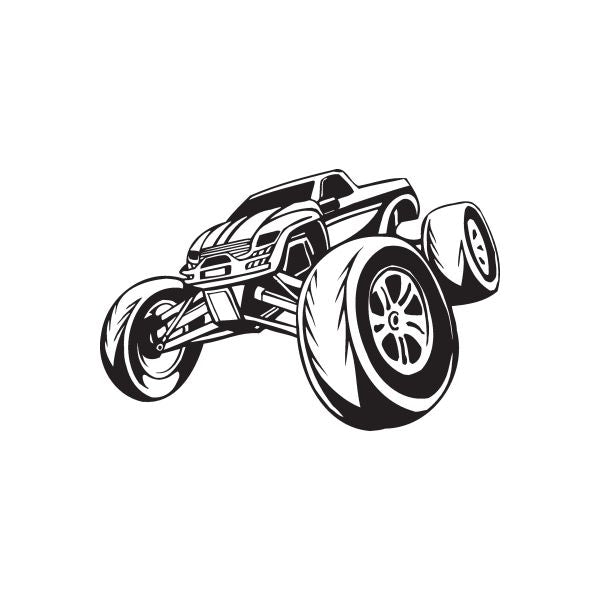 Dune buggy wall decal, black and white vinyl sticker of an off-road car