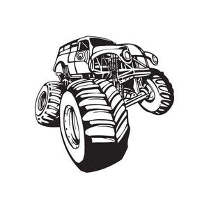 Dune buggy wall decal, black vinyl graphic of an off-road vehicle front view