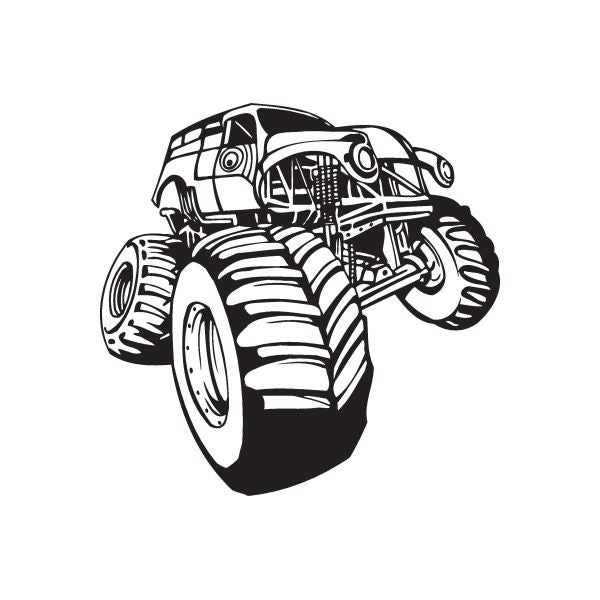Dune buggy wall decal, black vinyl graphic of an off-road vehicle front view