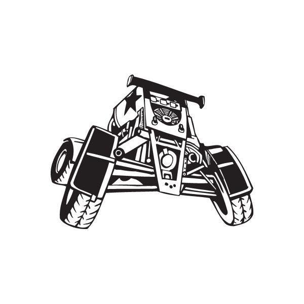 Dune buggy vinyl wall decal, black line-art vehicle illustration
