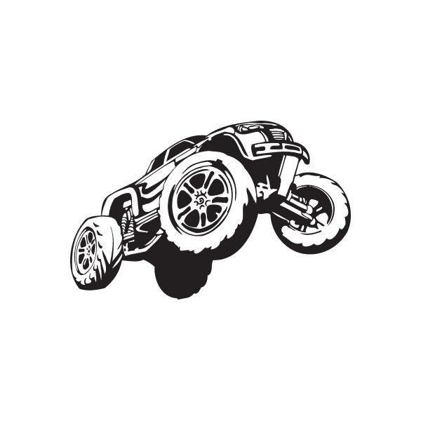 Dune buggy wall decal, black and white vinyl silhouette of an off-road vehicle