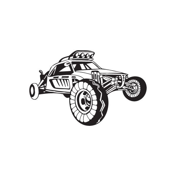 Dune buggy vinyl wall decal with black outline of off-road vehicle