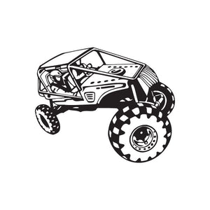 Dune buggy wall decal, black vinyl line art with off-road tires and open body