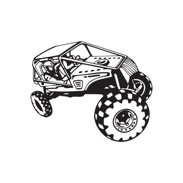 Dune buggy wall decal, black vinyl line art with off-road tires and open body