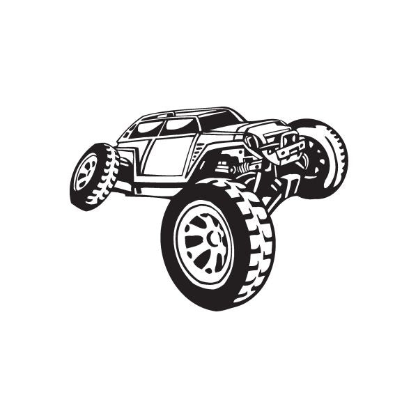 Dune buggy vinyl wall decal with black cartoon vehicle graphic