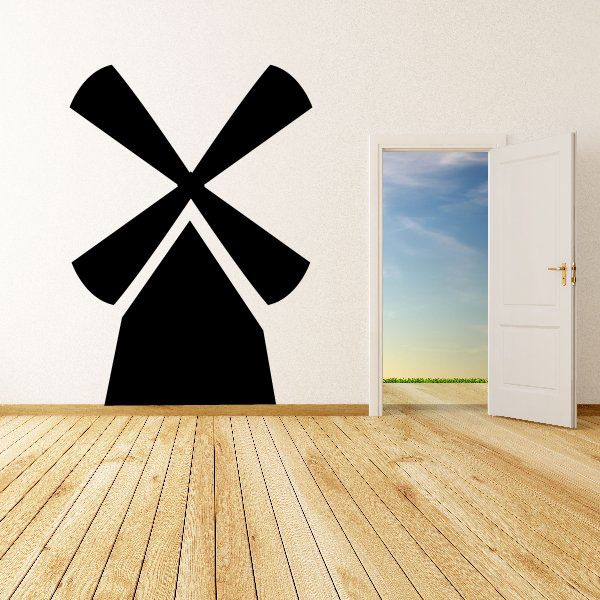 Black windmill decal with cross-shaped blades