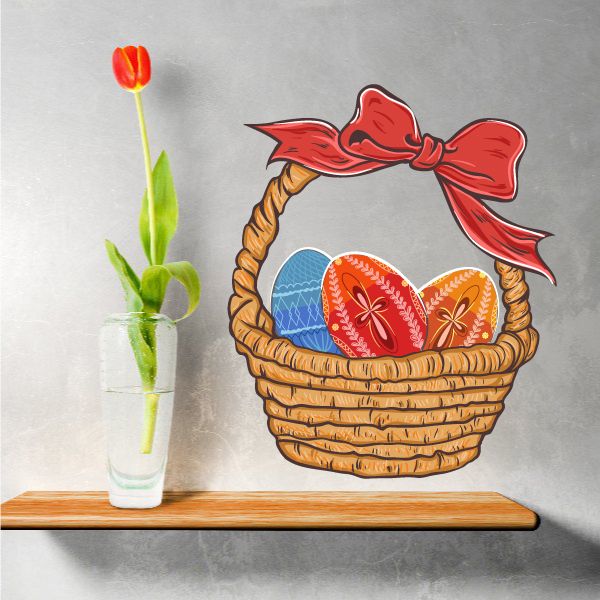 Image of Dyed Easter Eggs in Basket Printed Die Cut Decal