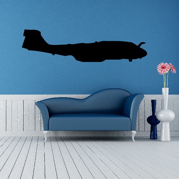 Black aircraft wall decal silhouette of EA-6B Prowler