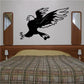 Attacking eagle wall decal, black flying bird silhouette with wings spread