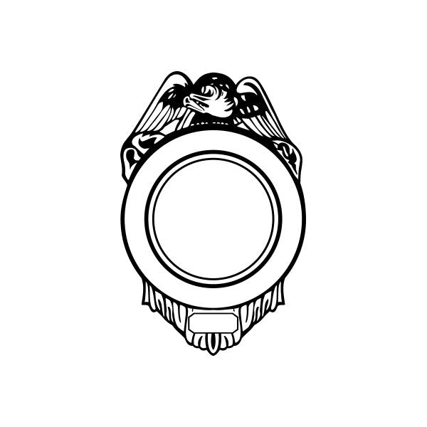 Eagle badge decal: black outline eagle with circular center